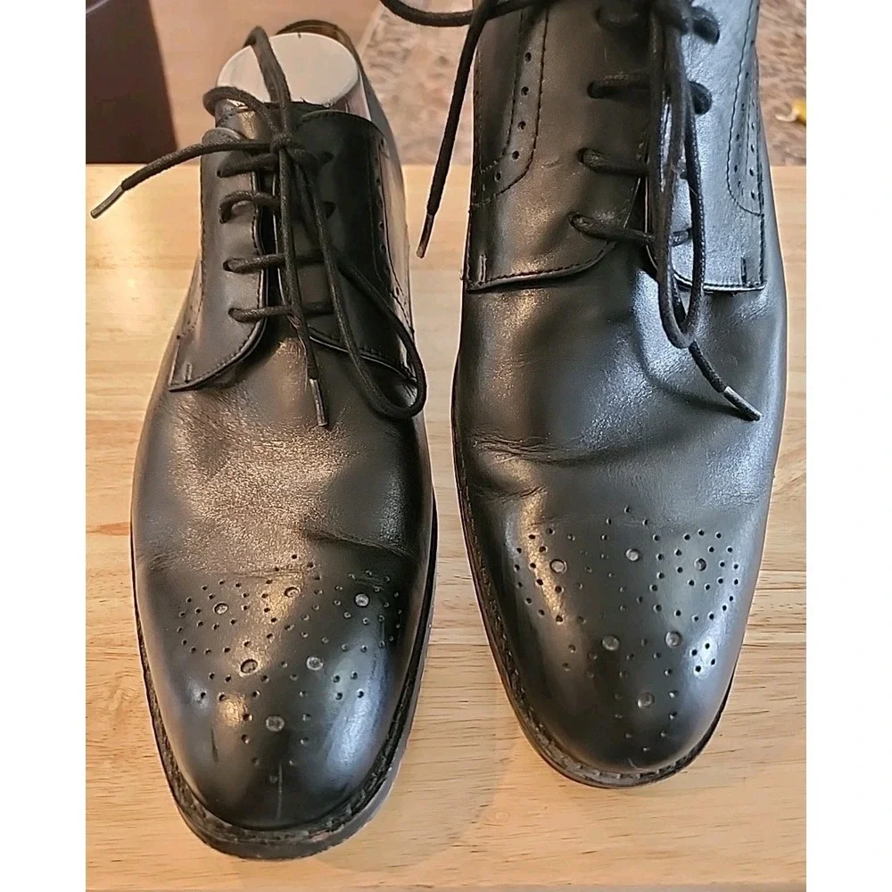Aston Grey Miller Men Derby Brogue Dress Shoes Black Leather Size‎ 11